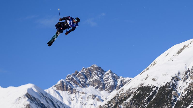 Martin Nordqvist under slopestylekvalet. Foto: Bildbyrån.